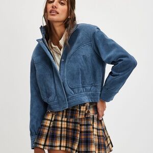 Free People We The Free Suede Leather Bomber Jacket